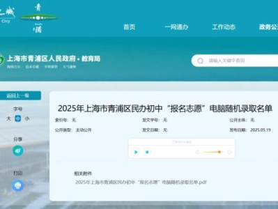 2025上海青浦区民办初中摇号录取名单一览(附查询入口）