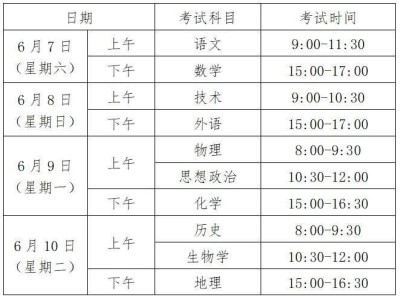 2025年浙江高考时间安排