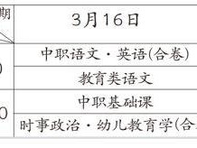 河南省2025年普通高校对口招生考试时间表