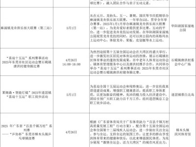 2025东莞五一有哪些赛事活动（附时间地点安排表）