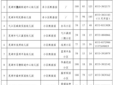 2025芜湖弋江区公办幼儿园招生计划表