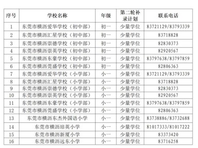 2025东莞横沥镇民办学校第二轮补录计划
