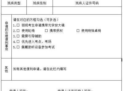 湖北省普通高中学业水平考试残疾考生考试合理便利服务申请表