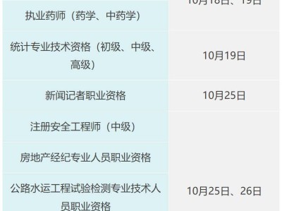 2025年山东10月考试日历