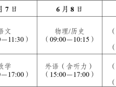 云南省2025年高考时间安排表