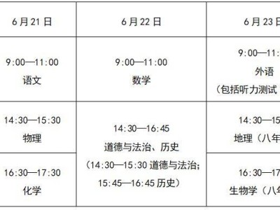 2025雄安新区中考考试时间表