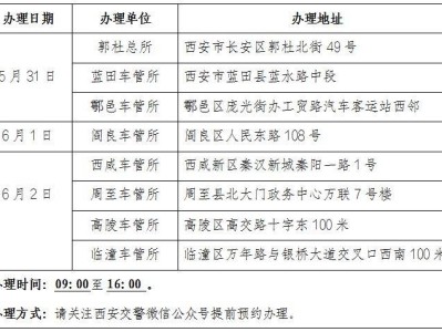2025年端午节假期西安市提供车驾管便民服务的通告（时间+地点）