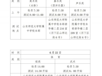 山东师范大学附属中学及幸福柳分校2025年艺体特长生招生简章
