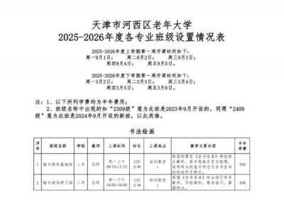 2025-2026天津市河西区老年大学专业设置学制和上课时间