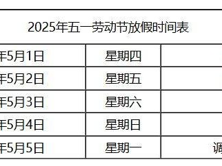 2025年五一放假放几天(附放假时间表)