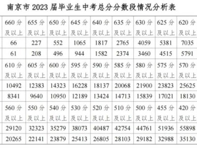 2023南京市中考总分分数段情况分析表+投档线