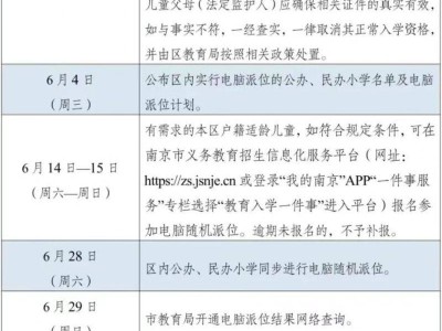 2025南京玄武区小升初招生+录取时间表