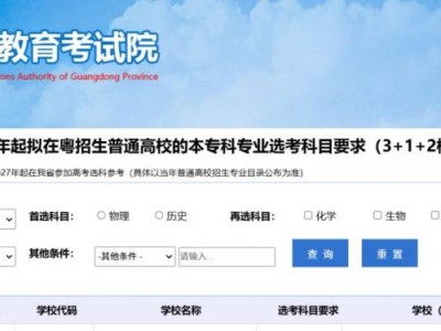 2027年起高校在广东招生专业选考科目要求查询入口