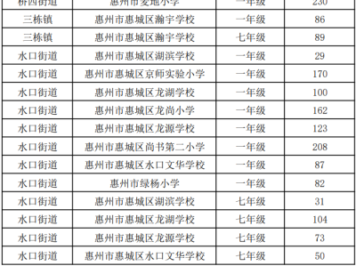 惠城区2025年部分民办学校第二阶段招生学校及学位数