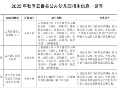 漳州云霄县公办幼儿园2025年秋招政策