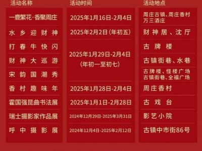 2025周庄春节活动安排（时间+亮点+福利）