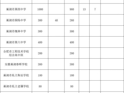 2025年巢湖市普通高中学校招生计划