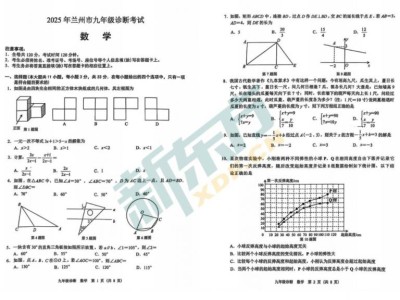 2025兰州中考一诊数学试题及答案