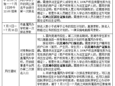 2025芜湖民办义务教育学校网上报名工作安排