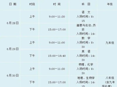 2024宁夏中考时间