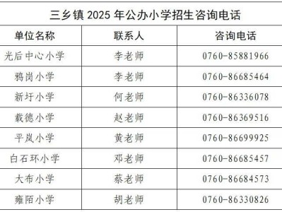 2025三乡镇义务教育学校招生公告（小学+初中）