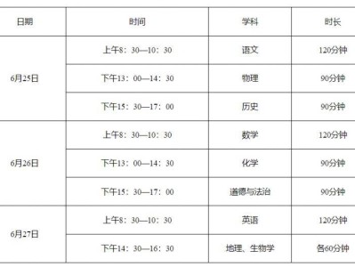 2025年双鸭山市初中学业水平考试时间