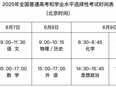 2025湖北高考科目考试顺序+时间