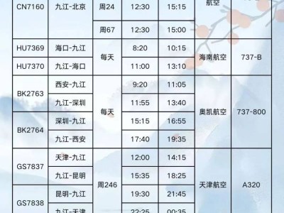 九江庐山机场直飞哪几个城市?