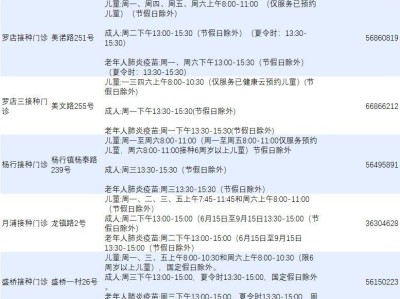 上海宝山区各类预防接种门诊一览表(最新版)