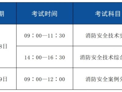 2025年度一级注册消防工程师职业资格考试日程安排