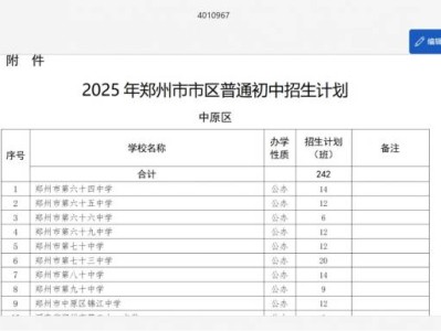 2025郑州普通初中招生计划（公办+民办）
