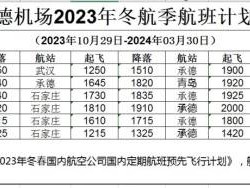 承德普宁机场冬航季航班计划表