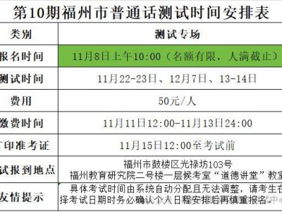2025年福州第10期普通话考试报名通知
