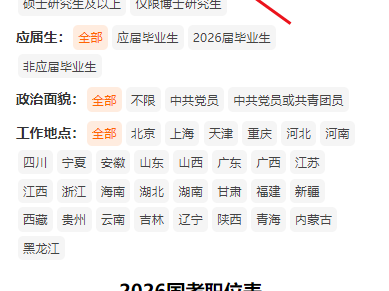 2026国考河北省职位表一览