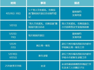 2025兰州天立学校初中部招生日程表