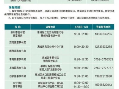 2025年惠州各大图书馆清明开放时间