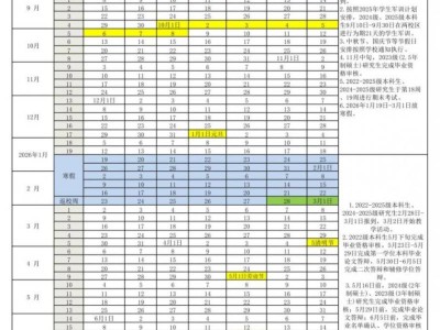 天津外国语大学2025—2026学年度校历