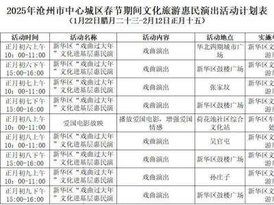 2025沧州新华区春节惠民演出活动(时间+内容+地点)