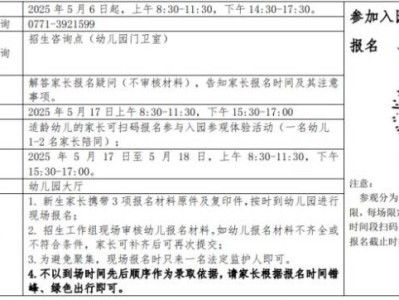 2025年南宁高新区直属第二幼儿园招生简章（对象+招生范围+报名材料）