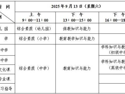 2025下半年咸阳中小学教资笔试时间表