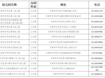 天津宁河区幼儿园名单汇总