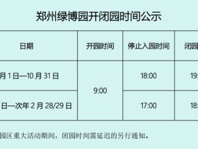 2025郑州绿博园最新开闭园时间