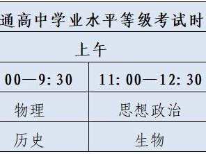 2025山东省普通高中学业水平等级考试时间安排表