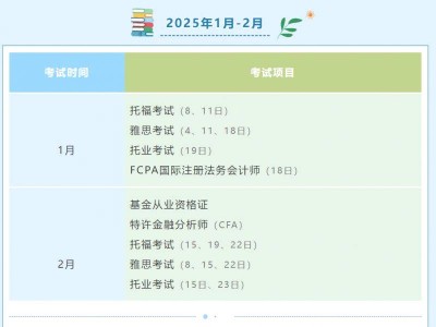 2025考证日历时间安排表