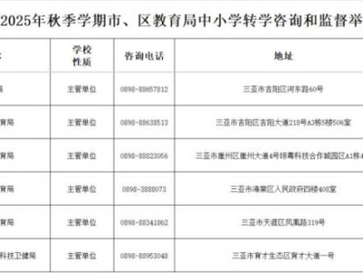 三亚市中小学2025秋季学期转学申请（条件+时间+流程）