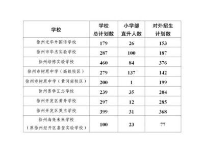 2025年徐州市区部分民办九年一贯制学校对外招生计划数