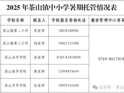 2025东莞茶山镇暑假托管班报名（时间+方式）