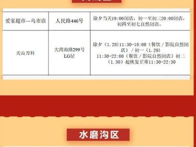 2025春节期间乌鲁木齐各大商超营业时间