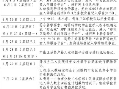 2025年青岛市南区义务教育招生入学办法(附重点日程)