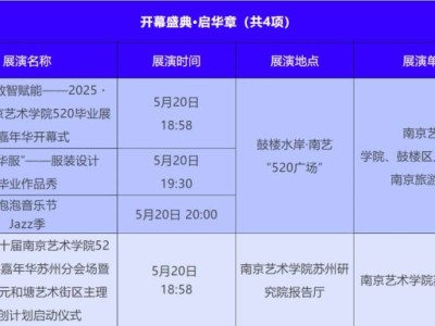 2025南艺学院520毕业展演嘉年华时间+地点+活动表